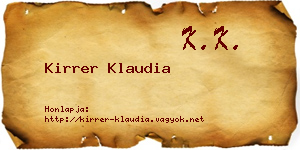 Kirrer Klaudia névjegykártya